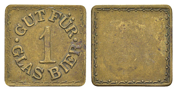 Германия жетон на 1 бутылку пива ND размер 20x20 мм, вес 3,5 гр латунь 4613-914