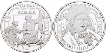 НИДЕРЛАНДЫ МЕДАЛЬ ГЕРАРД ДОУ(1613-1675), КАРТИНА МЯСНАЯ ЛАВКА 1670 ГОД, ДИАМЕТР 30 мм., ВЕС 9,42 гр. медно-никель 1087-2-52