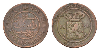 Голландская Ост-Индия 1/2 цента 1859 KM 306 медь 4655-511