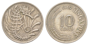 Сингапур 10 центов 1969 KM 3 медно-никель 4627-1011