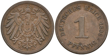 Германия 1 пфенниг 1896 A KM 10, J. 10 медь 4567-1125