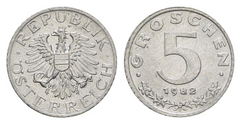 Австрия 5 грошей 1982 KM 2875 цинк UNC 4567-1022