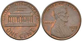 США 1 цент 1979 D, Авраам Линкольн  KM 201 медь цинк aUNC 220-954