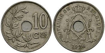 Бельгия 10 сантимов 1926 Belgique KM 85 медно-никель 4172-954