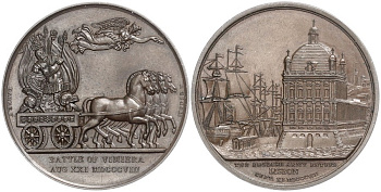 Франция медаль 1808 Наполеон I Бонапарт, вторжение в Португалию, диаметр 41,0 мм, вес 39,2 г, Slg. Julius 1971, Bramsen 2207 бронза UNC 00-00