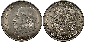 Мексика 1 песо 1982 Хосе Мария Морелос KM 460 медно-никель 215-931