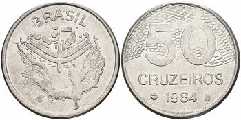 БРАЗИЛИЯ 50 КРУЙЗЕЙРО 1984 KM 594.1 сталь aUNC 73-326