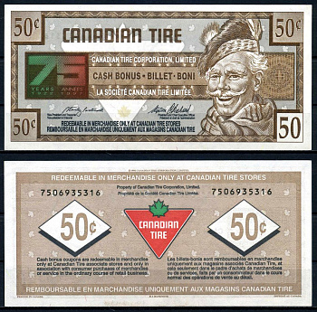 Канада купон на 50 центов 1996 Canadian Tire, 75 лет компании (1922-1972) бумага 2195-24-2-2