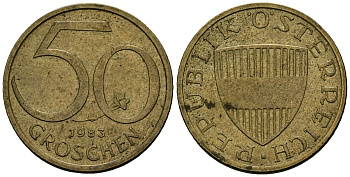 Австрия 50 грошей 1983 KM 2885 алюминиевая бронза 4136-755
