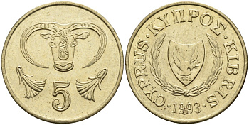 Кипр 5 центов 1993 KM 55.3 никель латунь 4141-1034