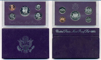 США годовой набор из 5 монет (1, 5, 10, 25 и 50 центов) 1992 в оригинальной упаковке KM PS169 (164a, A192, 195a, 201b и 202b) PROOF 8-2-02-40