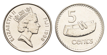 Фиджи 5 центов 1998 KM 51a сталь плакированная никелем UNC 4697-728