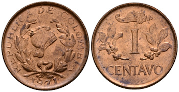 Колумбия 1 сентаво 1971 KM 205a сталь плакированная медью 00-00