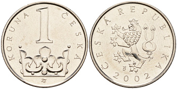 Чехия 1 крона 2002 KM 7 сталь плакированная никелем 4152-933