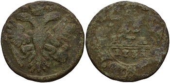 Россия денга 1731 Две черты над годом, Анна Иоанновна (1730-1740) Биткин 272 медь 4187-836