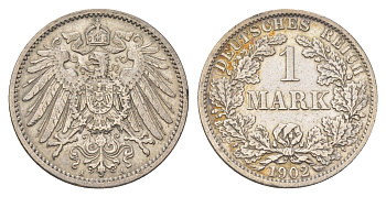 Германия 1 марка 1902 A, Вильгельм II (1888-1918) KM 14, J. 17 серебро 4626-146