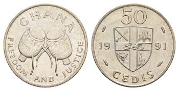 Гана 50 седи 1991 KM 31 медно-никель UNC 4642-141