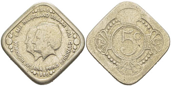 НИДЕРЛАНДЫ ЖЕТОН 1980 35 ЛЕТ ПОБЕДЫ, 8 МАЯ 1945, КОРОЛЕВА ВИЛЬГЕЛЬМИНА И ПРИНЦ БЕРНХАРД медно-никель 217-835