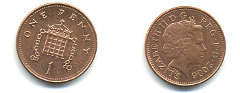 Великобритания 1 пенни 2006 Елизавета II (1952-2022) KM 986, Spink 4710 (B5) сталь плакированная медью 177-563