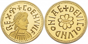 Англосаксонской гептархии (Мерсия) ND (796-821 до н.э) КОПИЯ. Король Коэнвульф, серебро поерытое золотом PROOF 00-00