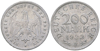 Германия 200 марок 1923 F KM 35 алюминий aUNC 34-145