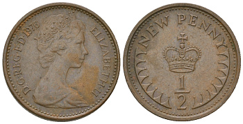 Великобритания 1/2 пенни 1976 Елизавета II (1952-2022) KM 914, Spink 4239 бронза 3458-1267