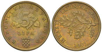 Хорватия 5 лип 2003 нечетный год KM 5 сталь плакированная латунью    4124-933