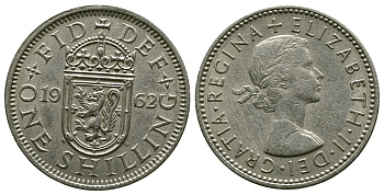 Великобритания 1 шиллинг 1962 Елизавета II (1952-2022), Шотландский герб KM 905, Spink 4148 медно-никель 4384-655