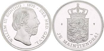 НИДЕРЛАНДЫ МЕДАЛЬ ND JE MAINTIENDRAI, ДЕВИЗ НИДЕРЛАНДОВ (Я ВЫСТОЮ), КОРОЛЬ ВИЛЛЕМ III, ДИАМЕТР 38 ММ., ВЕС 25 ГР., ПРОБА 925 серебро PROOF 1088-5-42