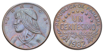 Панама 1 сентесимо 1982 KM 22 бронза UNC 4625-169