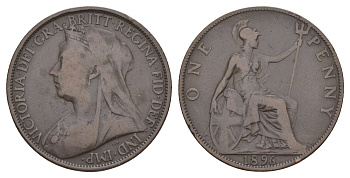 Великобритания 1 пенни 1896 Виктория (1837-1901) KM 790, Spink 3961 бронза 111-534