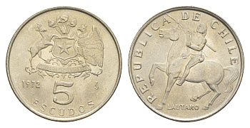 Чили 5 эскудо 1972 KM 199 медно-никель UNC 4652-1036