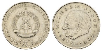 ГДР 20 марок 1972 А, Вильгельм Пик (1876-1960) KM 42 медно-никель 4680-745