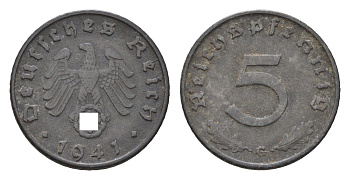 Германия 5 рейхспфеннигов 1941 G KM 100, J. 370 цинк 4684-233