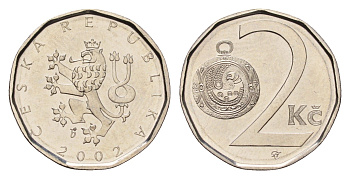 Чехия 2 кроны 2002 KM 9 сталь плакированная никелем UNC 4158-616