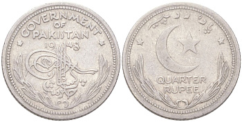 Пакистан 1/4 рупии 1948 KM 5 никель 4614-467