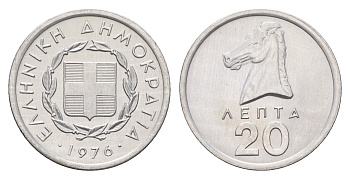 Греция 20 лепт 1976 KM 114 алюминий UNC 4668-1255