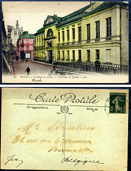 Франция carte postale - открытое письмо Дуэ - здание суда, с маркой в 5 сантимов 2193-85