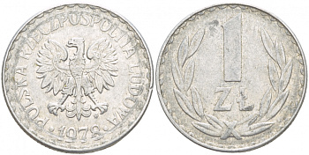 ПОЛЬША 1 ЗЛОТЫЙ 1978 MW KM 49.1 алюминий 4539-815