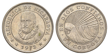 Никарагуа 1 кордоба 1972 год-тип KM 26 медно-никель UNC 4666-754