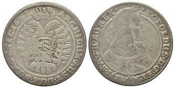 Австрия, Священная Римская империя 15 крейцеров 1662 GH, монетный двор Бреслау, Леопольд I (1658-1705) KM 1143 серебро 413-323