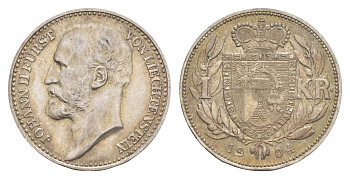 Лихтенштейн 1 крона 1904 Y 2 серебро aUNC 1522-841