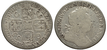 Великобритания 1 шиллинг 1723 SSC, Георг I (1714-1727) KM 558.1, Spink 648 серебро 00-00