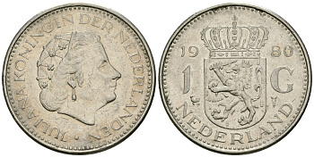 Нидерланды 1 гульден 1980 Юлиана (1948-1980) KM 184a никель 4579-556