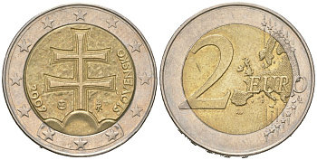 Словакия 2 евро 2009 MK KM 102 биметалл 110-513