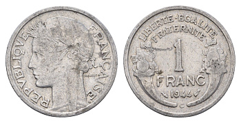 Франция 1 франк 1944 C KM 885a.3 алюминий 4118-347
