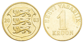 Эстония 1 крона 2003 KM 35 латунь UNC 4646-1235