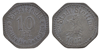 Щецин 10 пфеннигов 1917 Funck 522.2, Men18 30217.2 цинк 4532-1019