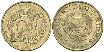 Кипр 1 цент 1988 KM 53.2 никель латунь 4174-1125