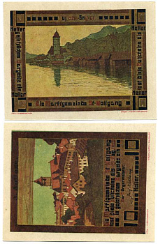 Австрия, Санкт-Вольфганг-им-Зальцкаммергут 10 геллеров 1920 15 августа 1920, нотгельд, ярмарочная коммуна в земле Верхняя Австрия   бумага  UNC (пресс) 7221-33-1-2